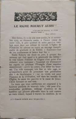 Prédication publiée par Fischbacher, série XV, 4. 1936. Imprimerie A. Coueslant, Cahors.